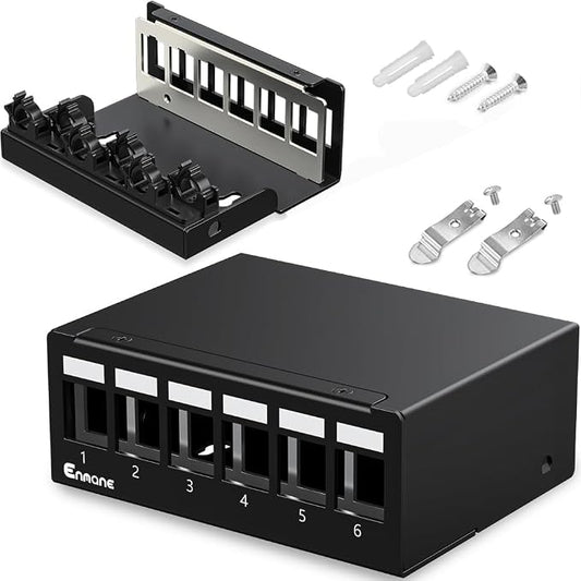 6 Port Patch Panel Blank Keystone Patch Panel STP&UTP Compatible by Enmane