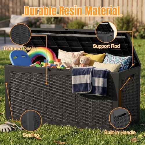 Outdoor Storage Box, 160 Gallon Waterproof Resin Deck Box - Image 3