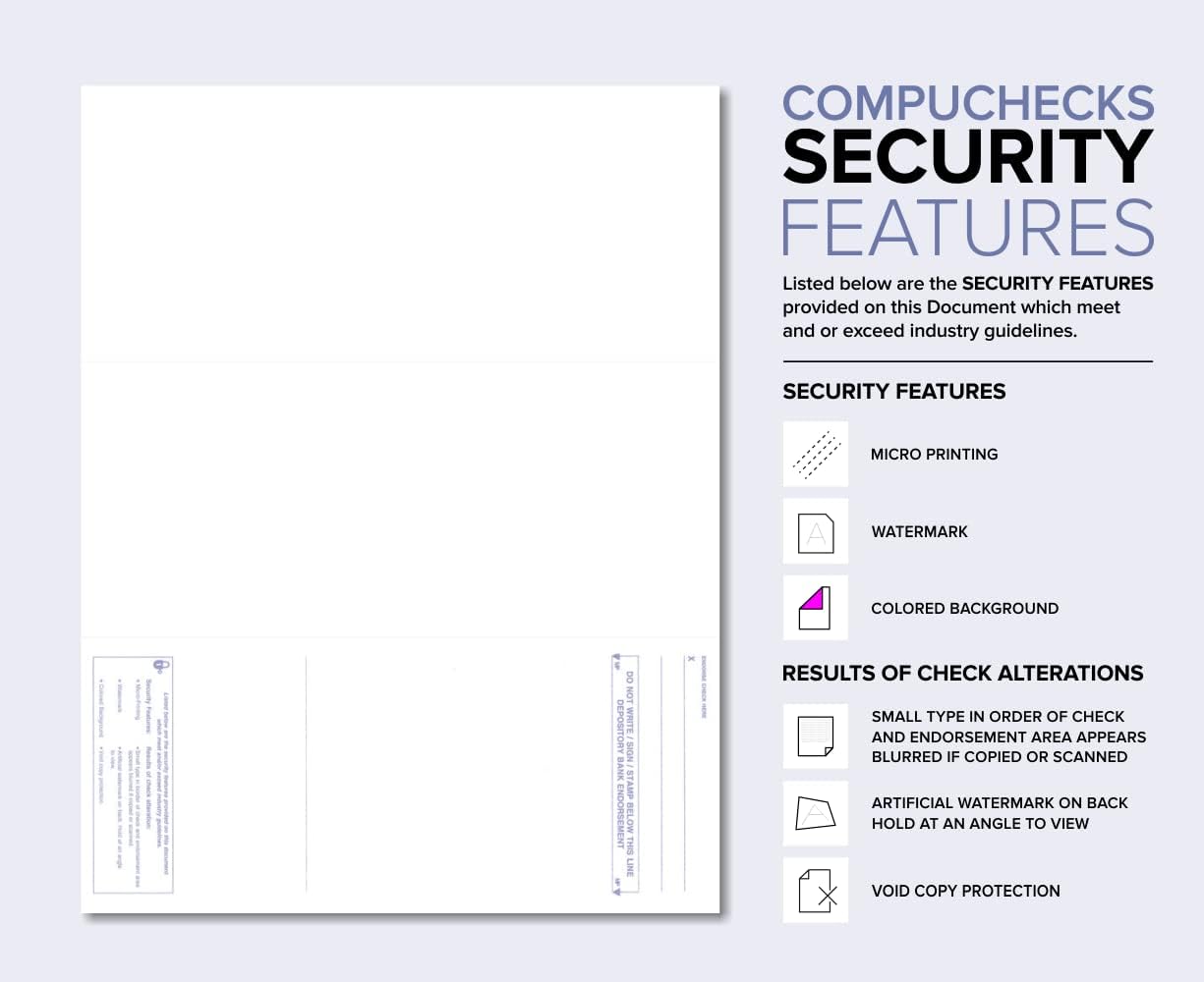 Business Voucher Check Stock - Computer Laser Checks - 500 Sheets, Check on Bottom, Gold Marble