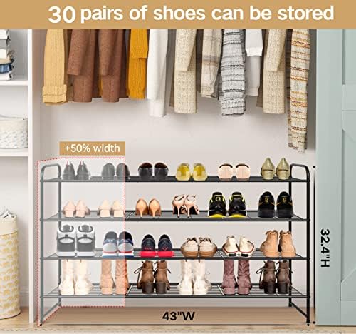KEETDY 4-Tier Long Shoe Rack for Closet Metal Shoe Organizer for Entryway - Image 3