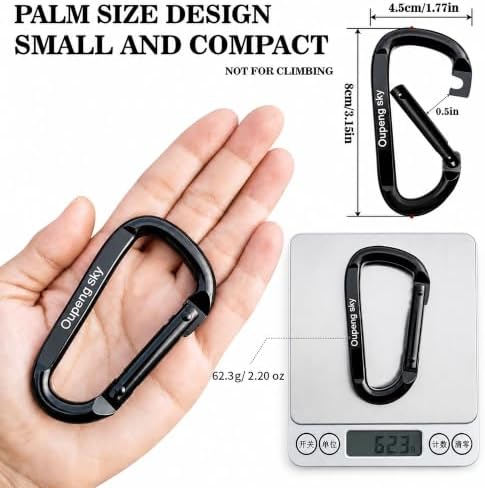 Carabiner Clip, Camping Accessories, Outdoors and Gym etc, D Shaped Spring Hook - Image 2