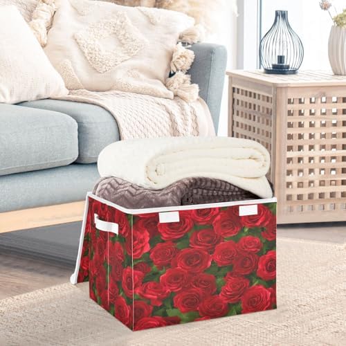 Bolaz Red Rose Leaves Pattern Storage Bins - Image 5