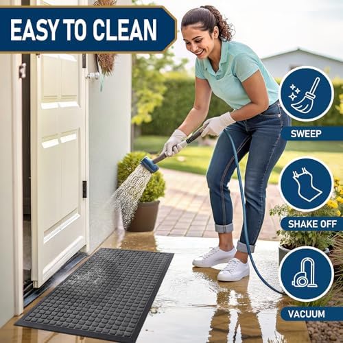 Smiry Front Door Mat Outside Entrance, Natural Rubber Doormat, 59x23 Inch - Image 5