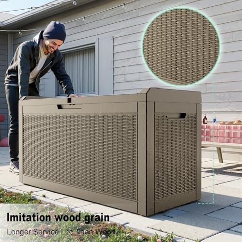 DRATO 70 Gallon Outdoor Storage Box Waterproof, Lockable Resin Deck Box - Image 3