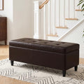 51" Storage Bench, Leather Tufted Storage Ottoman Bench by MIQMICMIK
