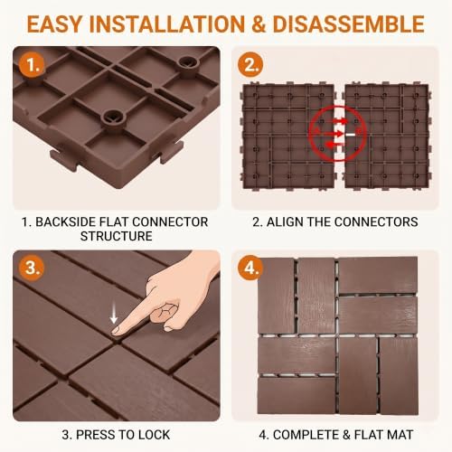 44 PCS 12"x12" Interlocking Deck Tiles - Image 4