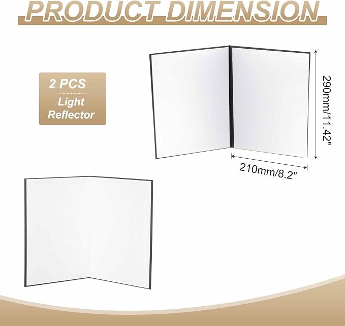 2Pcs 11"x8" Light Reflector 2 in 1 Photography Reflector Cardboards, Foldable & - Image 2
