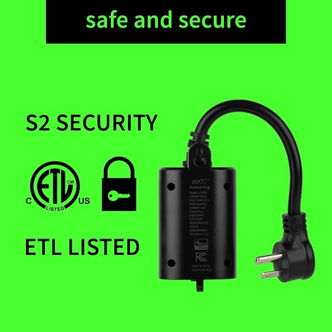 Zooz 700 Series Z-Wave Plus Outdoor Single Plug ZEN05 | Hub Required | Works - Image 3