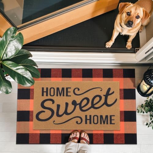 OLANLY Fall Door Mat, Buffalo Plaid Rug - Image 2