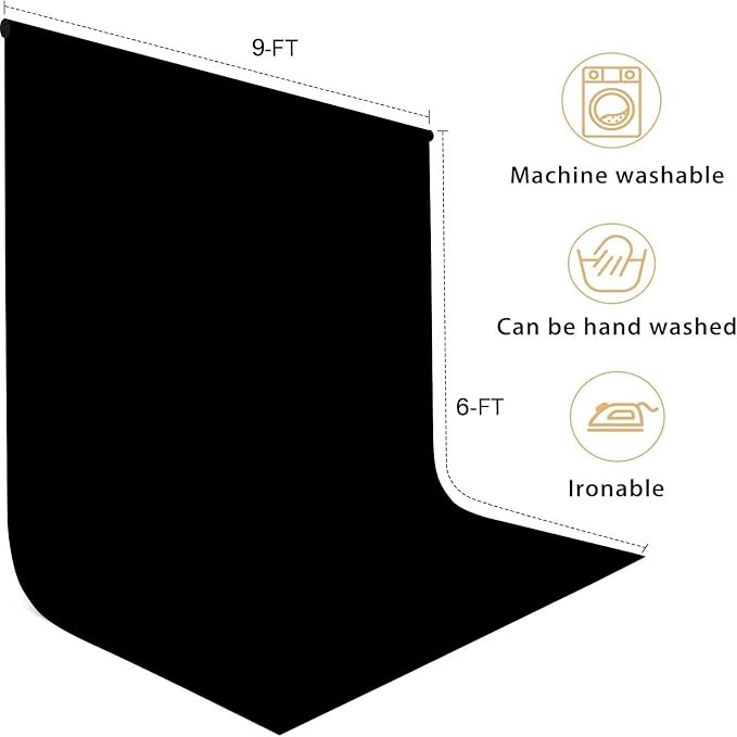 9x6FT Black Backdrop for Photography, High Density Polyester Fabric Background - Image 3