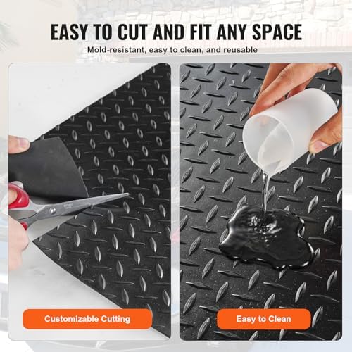 VEVOR Diamond-Plate Rubber Flooring Roll, 3 mm x 4 ft x 8 ft Floor Mat - Image 5