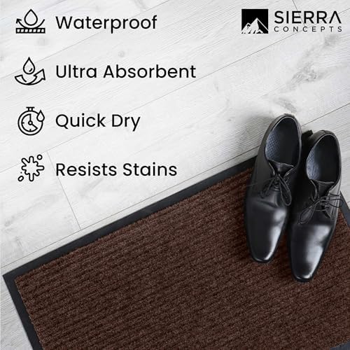 Front Door Mat, Indoor Outdoor Welcome Entryway Doormat, 48x36 Dark Brown - Image 6