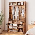 Aiho Hall Tree with Bench and Shoe Storage, 5-in-1 Entryway Bench with Coat Rack - Image 6