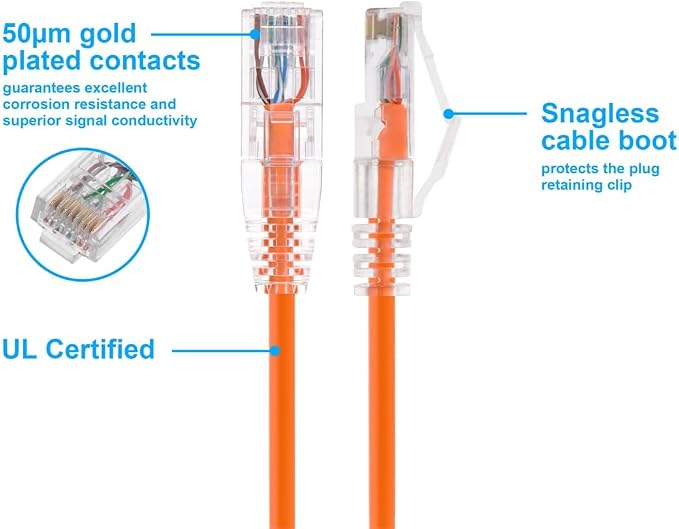 Monoprice Cat6 6in Orange Component Level Patch Cable UTP 28AWG 550MHz Pure - Image 3