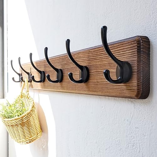 Dseap Wall Mounted Coat Rack: 24" Long, Heavy-Duty, 6-Double-Hooks Wooden - Image 6