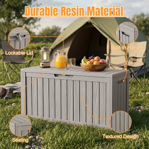 Outdoor Storage Box, 140 Gallon Waterproof Resin Deck Box - Image 3