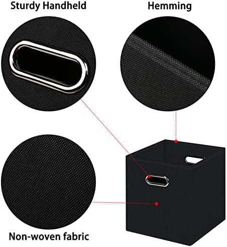 Black Foldable Storage Cubes Bins, Fabric Storage Box Cubes Organizer Baskets - Image 7