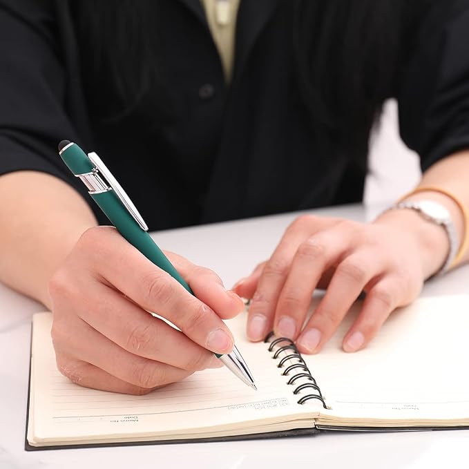 Oddmoal Ballpoint Pen with Stylus Tip, Soft Touch Click Pen, 2 in 1 Metal Pens - Image 3