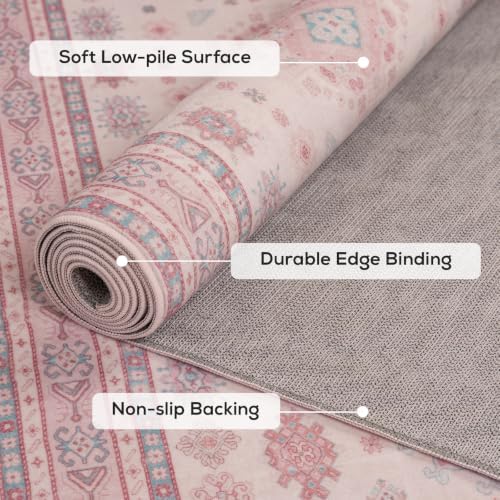 6x9 Living Room Rug, Washable Non Slip Distressed Boho Vintage Carpet - Image 5