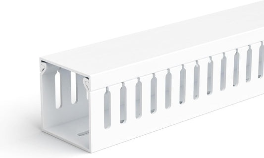 ZhiYo 2x2in Professional Server Rack Cable Management Raceway, 78in(2xL39in) Cable Raceway Kit, Electrically Safe PVC Open Slot Wire Cover, Cord Hider for Under Desk/Computer/Network Cords White
