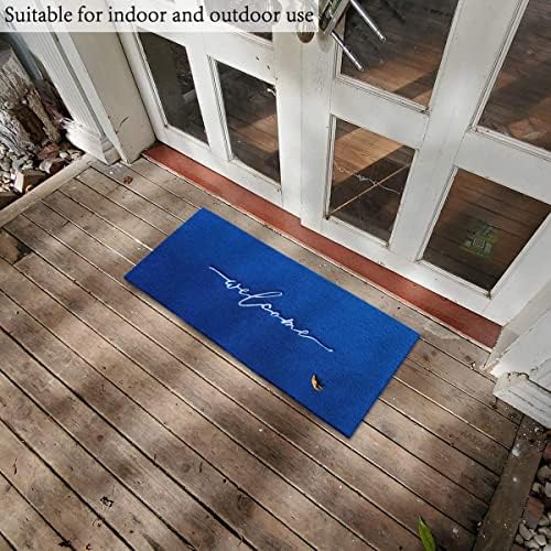 AAZZKANG Blue Door Mat Outdooor Entrance Welcome Doormat Long 18"x48" - Image 2