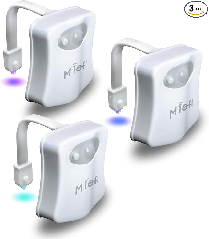 Toilet Light Motion Sensor Activated 16 Colors Changing, 3 Pack LED Toilet Seat by MIEFL