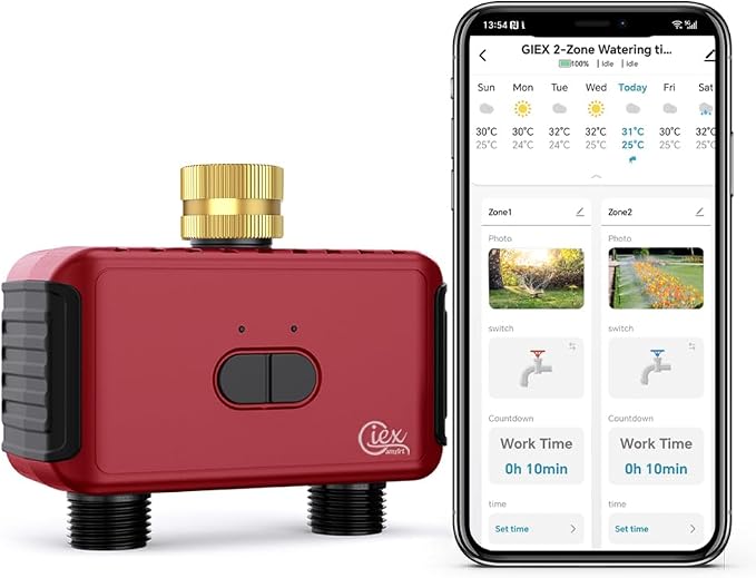 GIEX ZIGBEE 2-Zone Sprinkler Timer GX-03, Smart Irrigation Garden Hose Watering by Unknown
