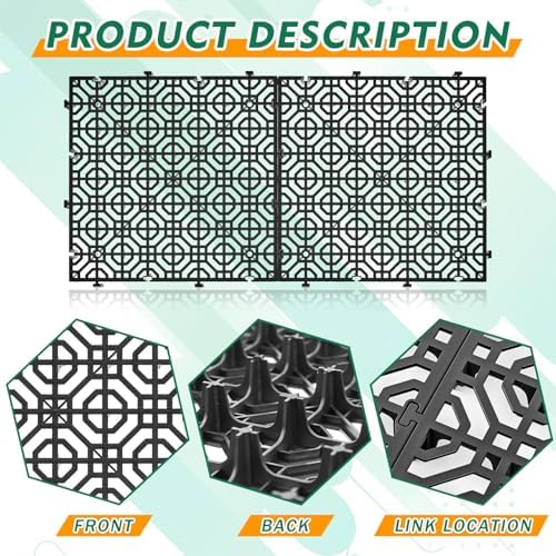 25 Pcs Ground Protection Mats, Interlocking Black 15.7 x 15.7 in - Image 3
