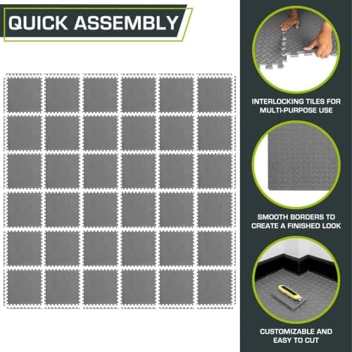 ProsourceFit Exercise Puzzle Mat ½-inch, EVA Interlocking Foam Floor Tiles - Image 6