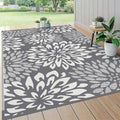 HEBE Waterproof Outdoor Rug 6'x9', Floral Reversible Plastic Patio Rug by HEBE