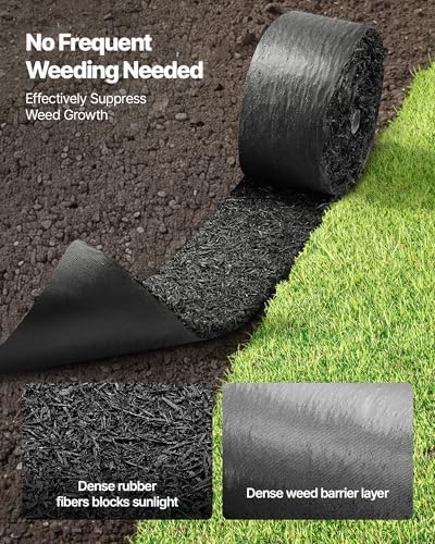 VEVOR Rubber Mulch Mat Roll, 4 Rolls 120 x 4.5 in, Recycled Rubber Permanent - Image 3