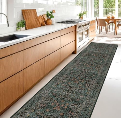Dark Green 2'6" x 10' Runners for Wide Hallways Non Slip, Extra Long 10ft Floor by HazoHaus