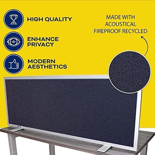 OBEX Acoustical Free Standing Privacy Screen, Cubicle Accessories Desk Privacy Panel, Desk Dividers for Office, Office Furniture Partitions Portable Sound Proof Dividers, 12" x 60", Slate