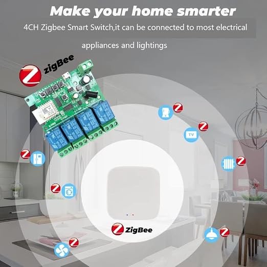 4 Channel Smart ZigBee Wireless Dry Contact Relay Switch Module, Compatible - Image 3