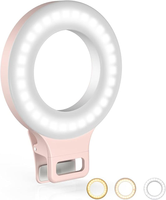 Clip on Ring Light, Kimwood Rechargeable 60 LED Selfie Ring Light by Kimwood