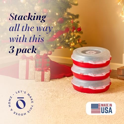 HOMZ Holiday Storage 24" Clear Plastic Wreath Container, 3 Pack - Image 2