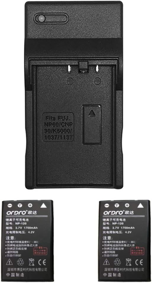 Battery and Charger for ORDRO HDR-AC3 Camcorder, Included 2 NP-120 1700mAh - Image 3
