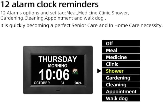 Dementia clock with time, 12 sets of alarms paired with 20 usage scenarios - Image 3