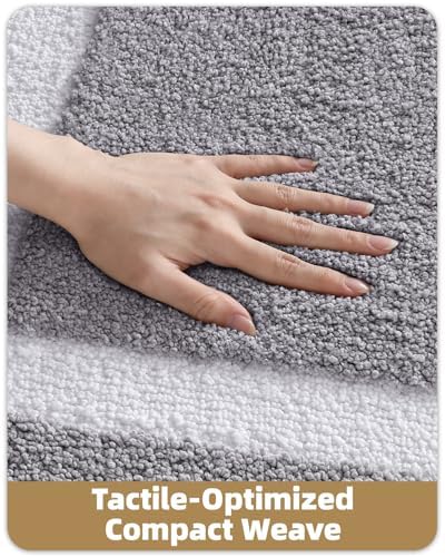 Color&Geometry Mini Gray Bathroom Rugs 24x16, Extra Soft Absorbent Microfiber - Image 5
