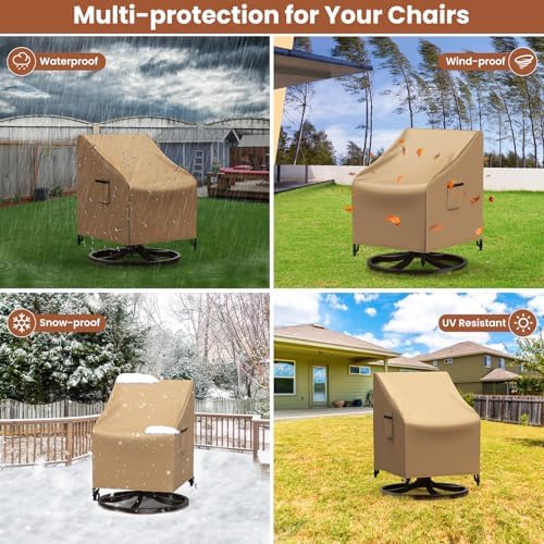 Mrrihand Patio Chair Covers, 2 Pack Outdoor Swivel Lounge Chair Cover, Heavy - Image 4