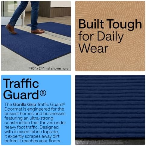 GORILLA GRIP Traffic Guard Indoor Outdoor Heavy Duty Door Mat, 60x36 Blue - Image 3