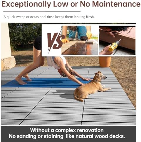 EchoDeck Interlocking Deck Tiles, 44 Pack Patio Tiles Outdoor Interlocking All - Image 7