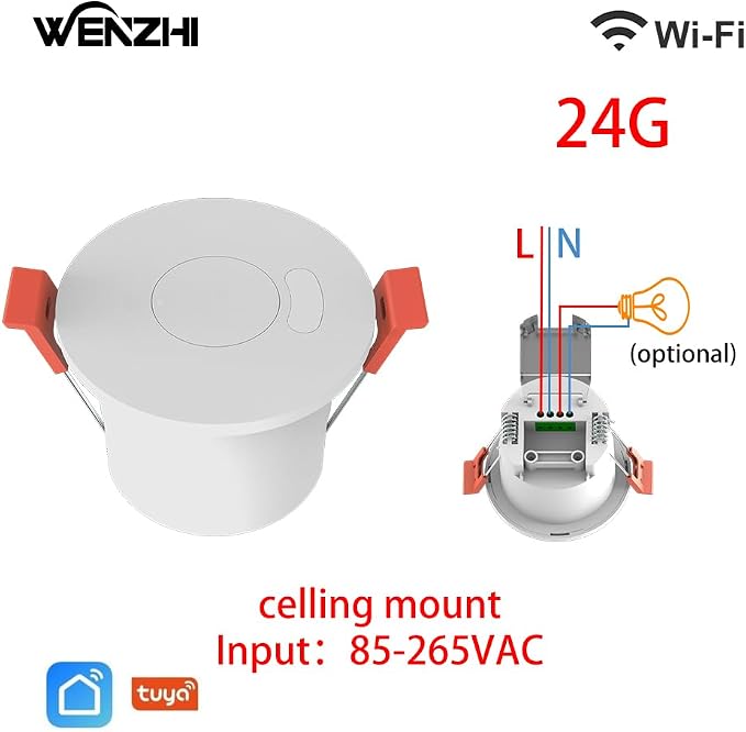 Presence Sensor, WenzhiIoT Smart Motion Sensor WiFi 24 GHz Radar MmWave - Image 2