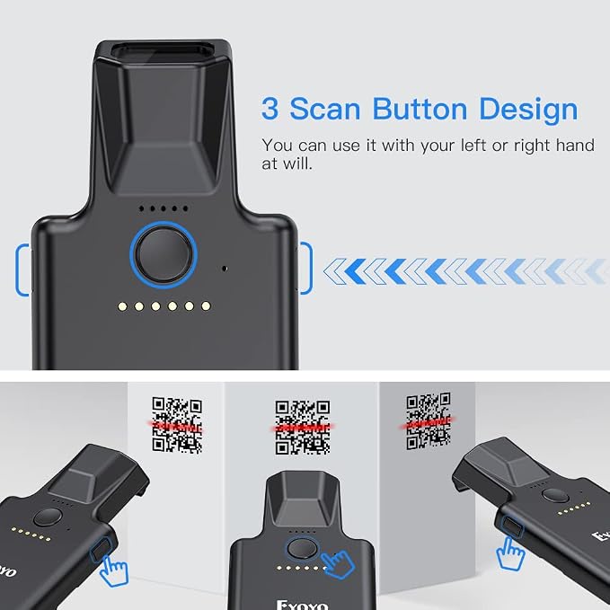 Eyoyo Upgraded QR Code Scanner Bluetooth Android Barcode Scanner, Portable Back - Image 4