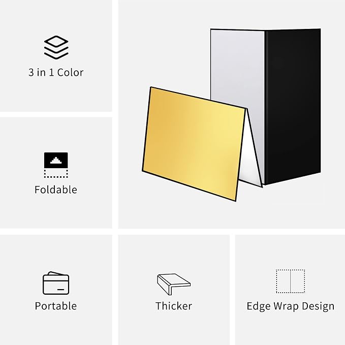 Meking 17x12 Inch 3 in 1 Light Reflector Photography Cardboard, Studio Foldable - Image 2