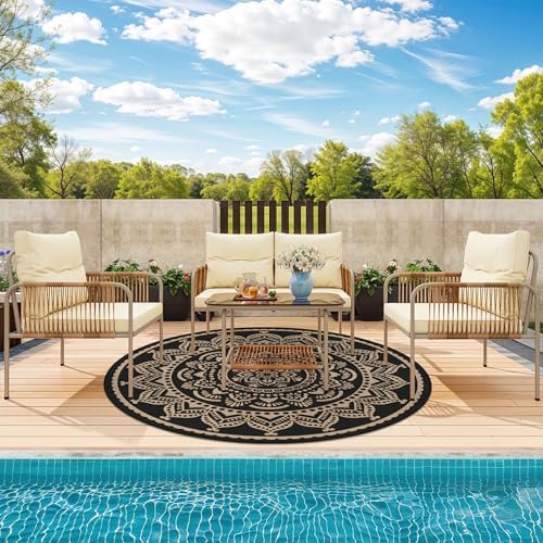 Bsmathom Waterproof Outdoor Rug, 6ft Round - Image 3