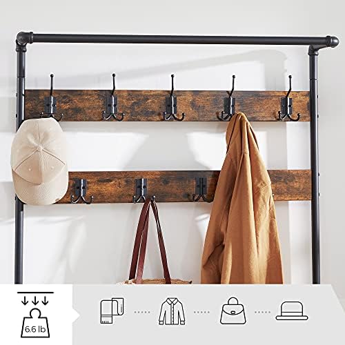 VASAGLE Coat Rack and Storage Bench, Hall Tree - Image 5