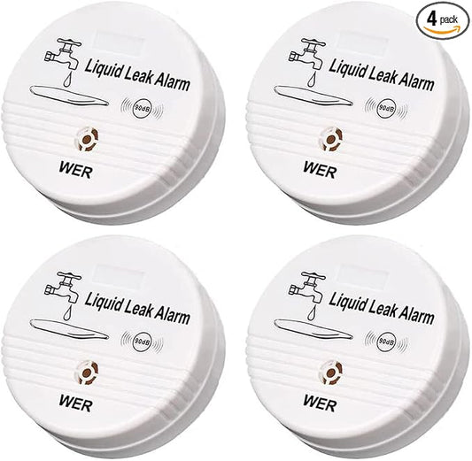 WER Water Leak Alarm Sensor, Battery Operated Leak Alert, 90dB Water Detector by WER