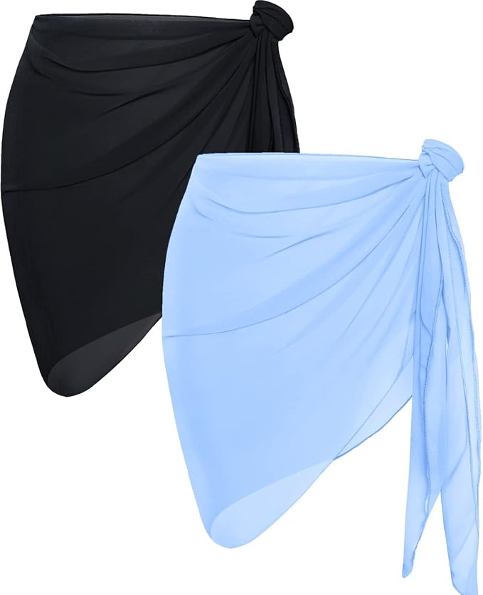 CHICGAL 2 Pieces Women Beach Sarong Bathing Suit Wrap Skirt Sheer Bikini by CHICGAL