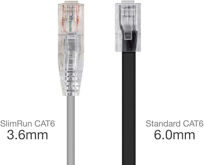 Monoprice Cat6 6in Gray Component Level Patch Cable UTP 28AWG 550MHz Pure Bare - Image 2